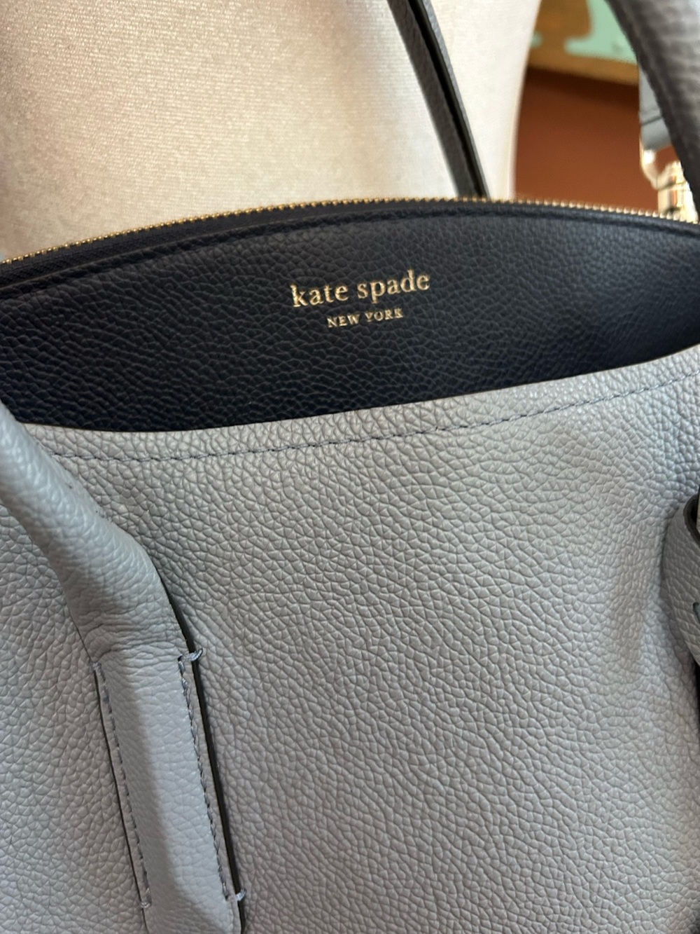 kate spade Two-Tone Black and Light Gray Pebble Leather Tote